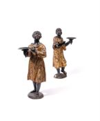 A PAIR OF ITALIAN CARVED AND POLYCHROME DECORATED MORETTO FIGURES, PROBABLY VENICE
