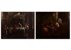 ATTRIBUTED TO FRANCESCO MONTI (1685-1768), BELSHAZZAR'S FEAST; & DANIEL AND CYRUS WORSHIPPING FALSE