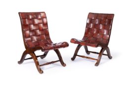A PAIR OF LOW SLIPPER OR LOUNGE CHAIRS BY PIERRE LOTTIER, SECOND HALF 20TH CENTURY
