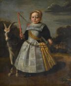 DUTCH SCHOOL (17TH CENTURY), PORTRAIT OF A FOUR AND A HALF YEAR OLD GIRL HOLDING A TETHERED GOAT