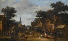 ATTRIBUTED TO CORNELIS DROOCHSLOOT (DUTCH 1630 - 1673), VILLAGE SCENE WITH A COUNTRY FAIR