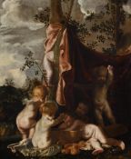 FOLLOWER OF NICOLAS POUSSIN, PUTTI PLAYING IN A LANDSCAPE