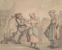 THOMAS ROWLANDSON (BRITISH 1756 - 1827), THE DRUNKARD'S WIFE BERATES THE TAVERNER