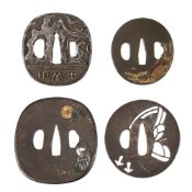 ‡ Four iron tsuba, Edo period 18th-19th century