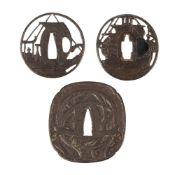 ‡ Three iron tsuba, Edo period