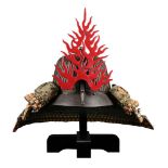 ‡ A suji-bachi [helmet with raised ridges] and mempo [face mask], Edo period