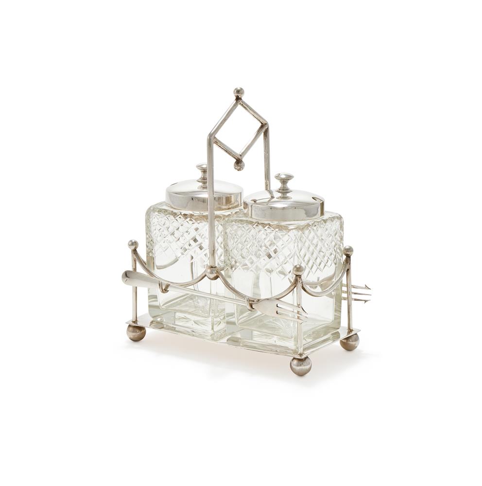 A SILVER PICKLE JAR STAND