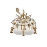 AN INDIAN SILVER SHAPED CIRCULAR SPICE BOX (PAANDAN)