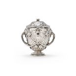 A VICTORIAN SILVER SUGAR BOX AND COVER