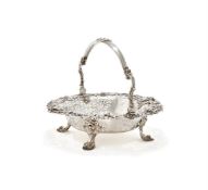 A GEORGE II SILVER SWING HANDLED BASKET