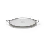 A GEORGE III SILVER OVAL TWIN HANDLED TRAY