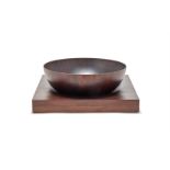 HERMES, PARIS, A ROUND WOODEN BOWL AND SQUARE TRAY