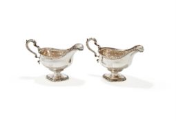 A PAIR OF GEORGE III SILVER OVAL SAUCE BOATS