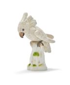 MEISSEN, A MODEL OF A COCKATOO PERCHED ON A STUMP