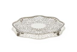 A VICTORIAN SILVER PIERCED SALVER
