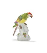 MEISSEN, A MODEL OF A GREEN PARAKEET