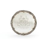 A GEORGE II SILVER SHAPED CIRCULAR TEA TRAY
