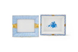 HEREND, TWO RECTANGULAR CERAMIC POCHES VIDES