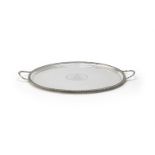 A GEORGE III SILVER OVAL TWIN HANDLED TRAY