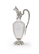 A FRENCH SILVER MOUNTED CUT GLASS EWER
