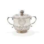 A CHARLES II SILVER PORRINGER AND COVER