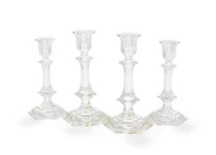 BACCARAT, TWO PAIRS OF GLASS CANDLESTICKS