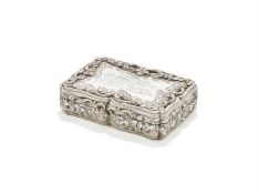 A VICTORIAN SILVER SHAPED RECTANGULAR SNUFF BOX