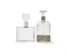 A DUTCH SILVER MOUNTED GLASS DECANTER