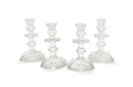 BACCARAT, TWO PAIRS OF GLASS CANDLESTICKS