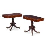 Y A PAIR OF REGENCY MAHOGANY AND KINGWOOD TEA TABLES, CIRCA 1815