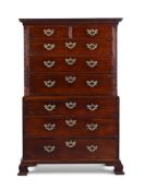 A GEORGE III MAHOGANY CHEST ON CHEST, IN THE MANNER OF GILLOWS, CIRCA 1760