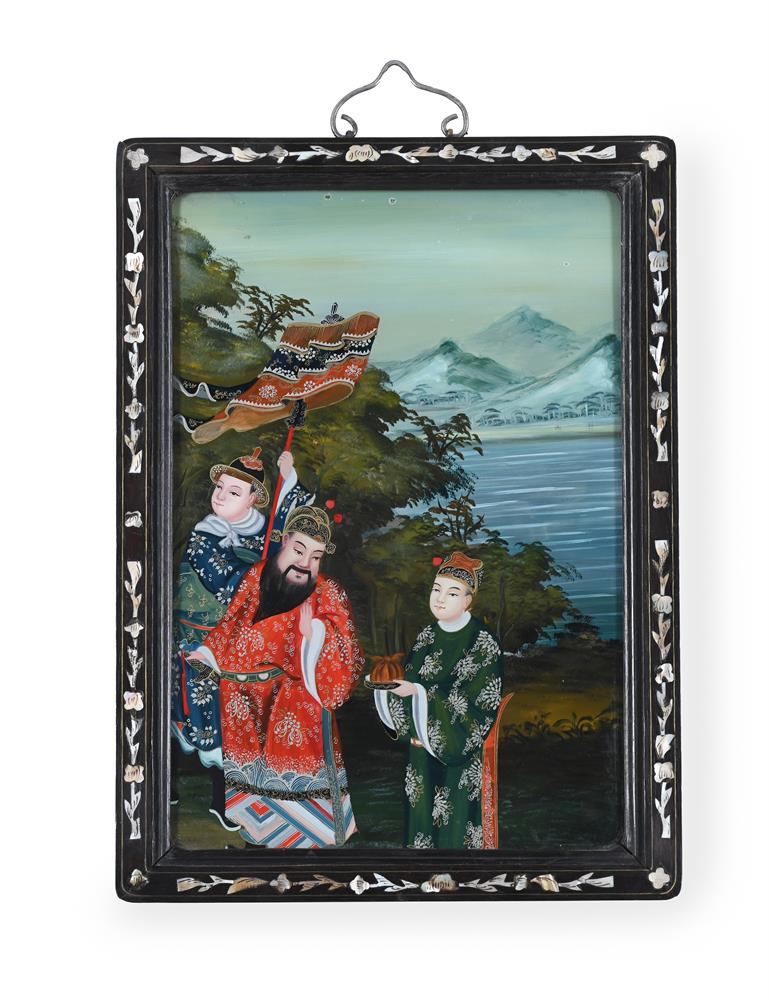 A CHINESE EXPORT REVERSE GLASS PAINTING, EARLY 20TH CENTURY