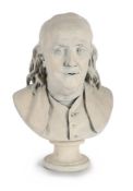 AFTER HOUDON, A PLASTER BUST OF BENJAMIN FRANKLIN (1706-1790), 19TH CENTURY