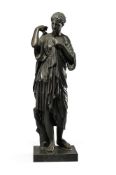 AFTER THE ANTIQUE, A LARGE BRONZE OF FIGURE OF DIANA OF GABII, MID TO LATE 19TH CENTURY