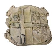 A LARGE CARVED STONE ARMORIAL PLAQUE, LATE 18TH OR EARLY 19TH CENTURY