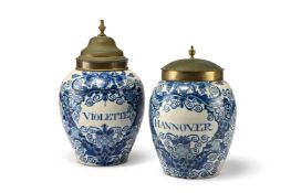 A NEAR PAIR OF DUTCH DELFT APOTHECARY VASES, 19TH CENTURY