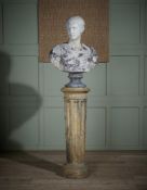 AFTER THE ANTIQUE, A LARGE ITALIAN MARBLE BUST OF CALIGULA ON PEDESTAL, PROBABLY EARLY 20TH CENTURY