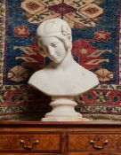 RICHARD JAMES WYATT (1795-1850), A WHITE MARBLE BUST OF A YOUNG NYMPH, CIRCA 1830-1850
