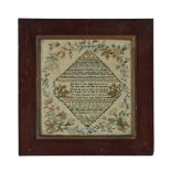 Y A REGENCY NORFOLK SAMPLER IN COMMEMORATION OF NELSON, WORKED 1820