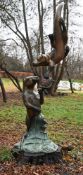 A LARGE BRONZE FOUNTAIN FIGURE OF OTTERS, MODERN