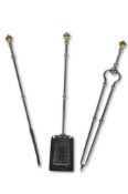 A SET OF THREE POLISHED STEEL AND BRASS FIRE TOOLS, EARLY 19TH CENTURY