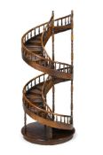 A LARGE WOODEN ARCHITECTURAL MODEL OF A SPIRAL STAIRCASE, CONTEMPORARY