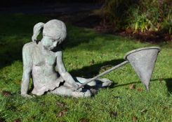 LEONARDO ROSSI (CONTEMPORARY), A BRONZE FIGURE OF A RECLINING GIRL, CONTEMPORARY