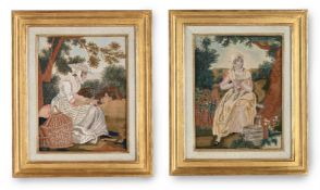 A PAIR OF LATE REGENCY SILKWORK EMBROIDERY PICTURES, CIRCA 1820-1840