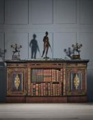 Y A REGENCY ROSEWOOD, EBONY AND BRASS MARQUETRY BREAKFRONT SIDE CABINET, CIRCA 1815