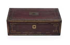 Y A GEORGE III MAHOGANY AND BRASS MOUNTED CAMPAIGN OR PURSER'S WRITING DESK OR BOX