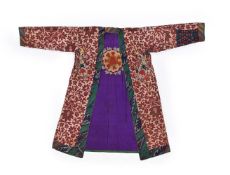 A SILK AND EMBROIDERED ROBE OR CHAPAN, UZBEKISTAN, 20TH CENTURY