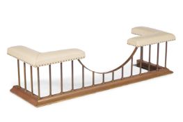 A LEATHER UPHOLSTERED CLUB FENDER LATE 20TH CENTURY The underside stamped 9033