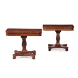 A PAIR OF REGENCY FIGURED MAHOGANY TEA TABLES, IN THE MANNER OF WILLIAM TROTTER, CIRCA 1820