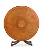 A GEORGE IV MAHOGANY, FIGURED MAHOGANY AND SATINWOOD BANDED CENTRE TABLE, CIRCA 1825